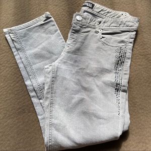 Express gray cropped denim jean